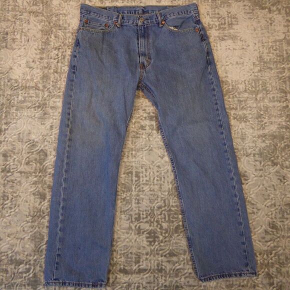 Levi’s 505 Jeans Mens 38x32 Blue Denim Straight Leg Classic Fit Heavy Denim - Picture 1 of 15